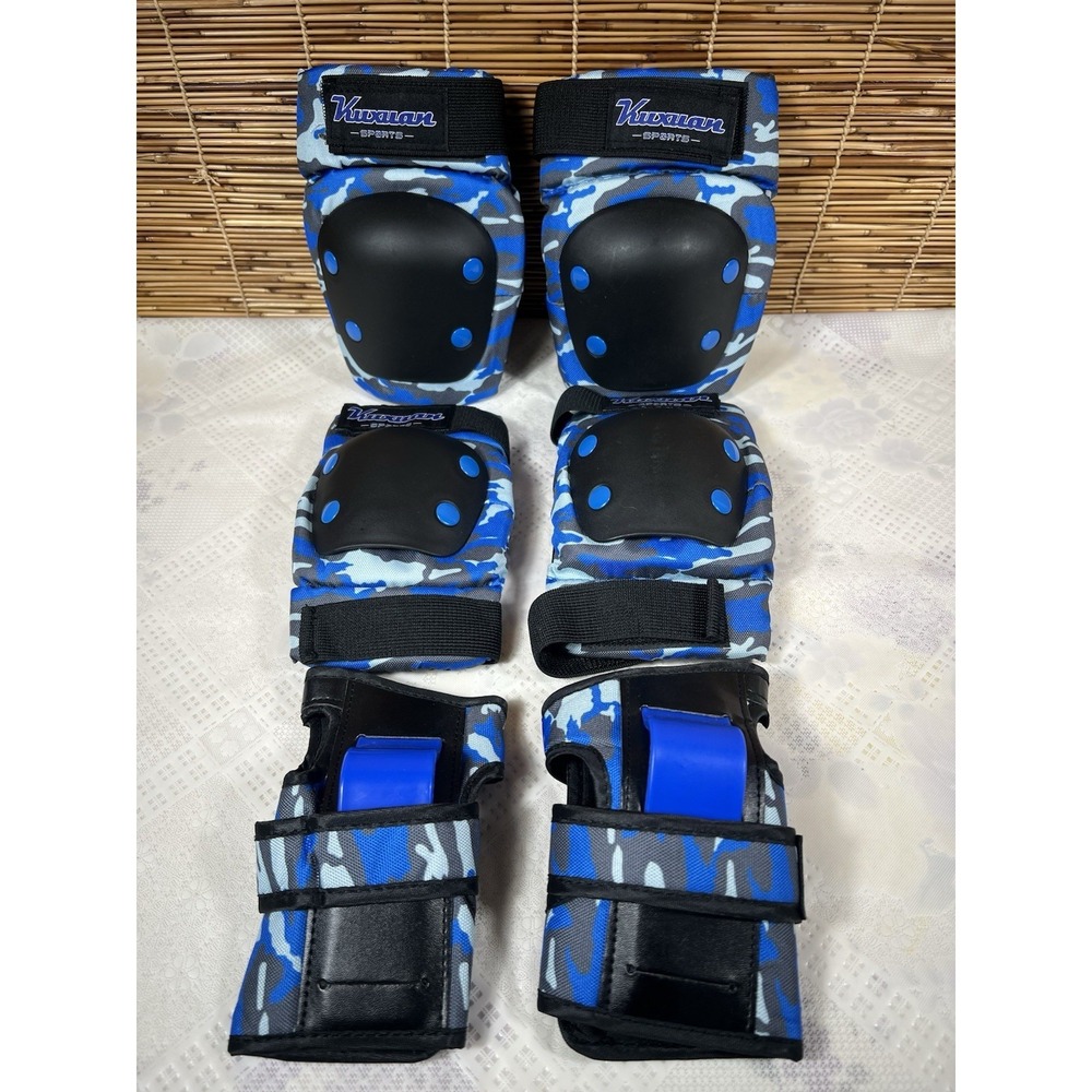 Knee and Elbow Pads with Wrist Guards, Hardsoft Pad Tech Ocean Camo  Size LARGE